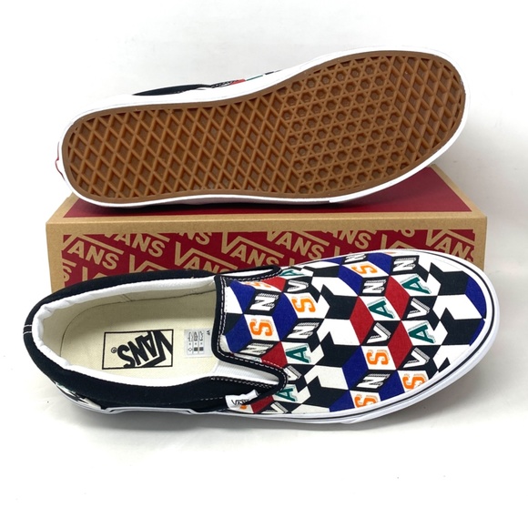 VANS Classic Slip On Casual Multi Black Canvas Men’s Sneakers Skate VN0A33TB42X - Picture 3 of 11